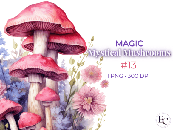 Download Pastel Magic Mushroom Watercolor Clipart - Magic mushroom Collection