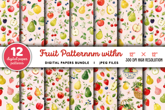 Download Fruit Pattern with Apples Bundle - Pattern Collection