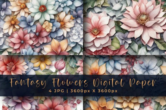 Download Fantasy Flowers Digital Paper Pattern - Pattern Collection