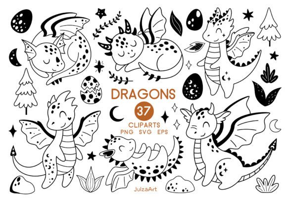Download Black and White Dragon Clipart - Black Collection