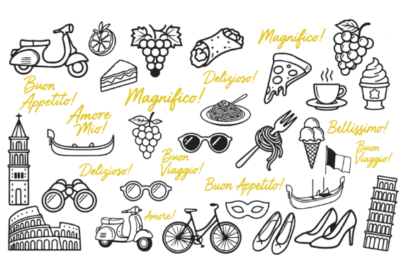 Download Retro Italian Summer Hand Drawn Doodles - Summer Collection